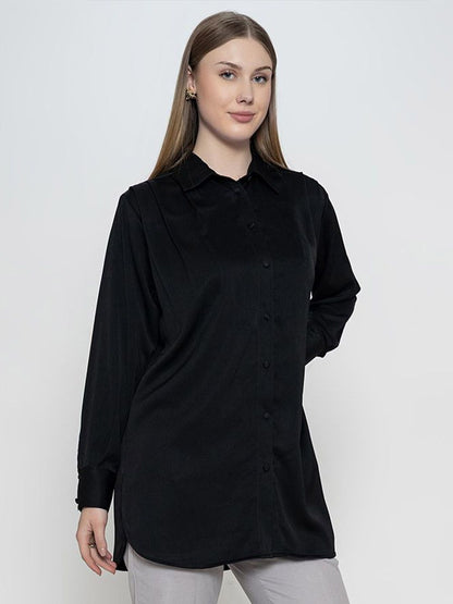 Women Comfort Regular Fit Spread Collar Solid Casual Shirt